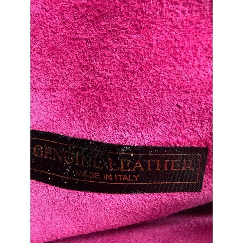 Genuine Leather Metallic Pink Wallet Zip Coin Pouch Compact Card Holder
